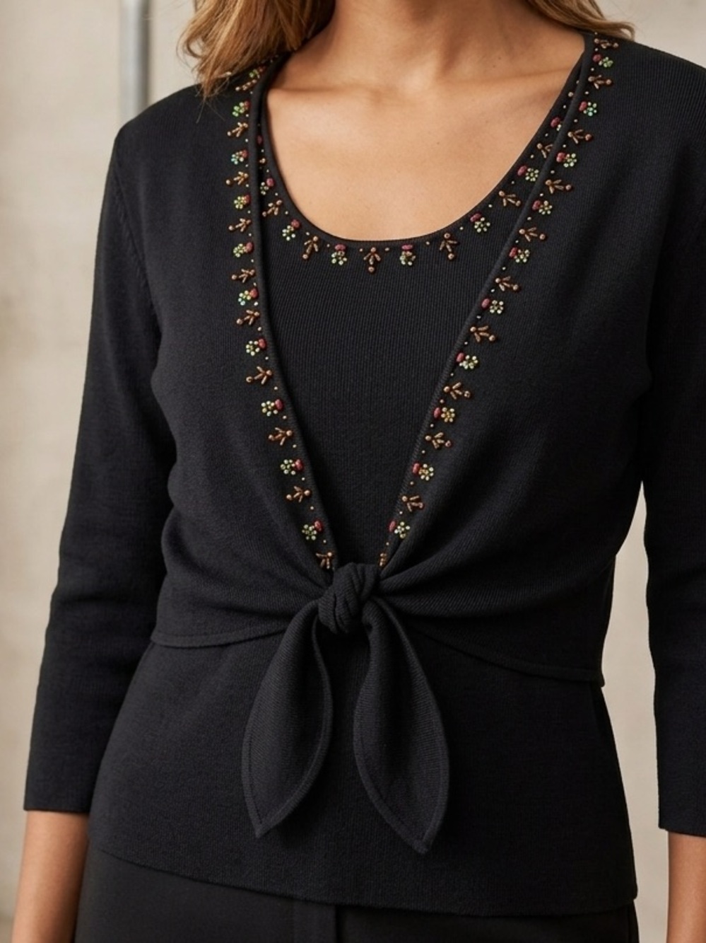Dressbarn Beaded Fooler Top
